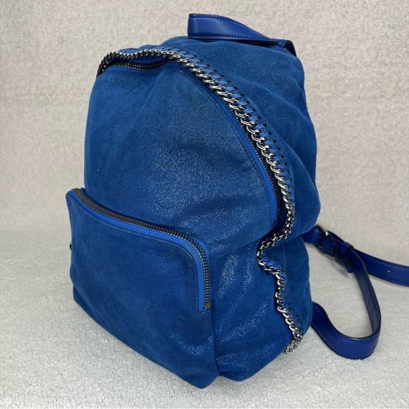 Stella McCartney Falabella Mini Backpack-Blue-Shaggy Deer Faux Suede-Luxury-Boho main image 13